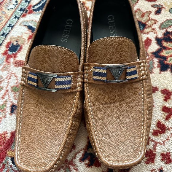 Guess Men\'s Tan Driving Loafers Size 11 Slip On Moc Toe Casual Shoes